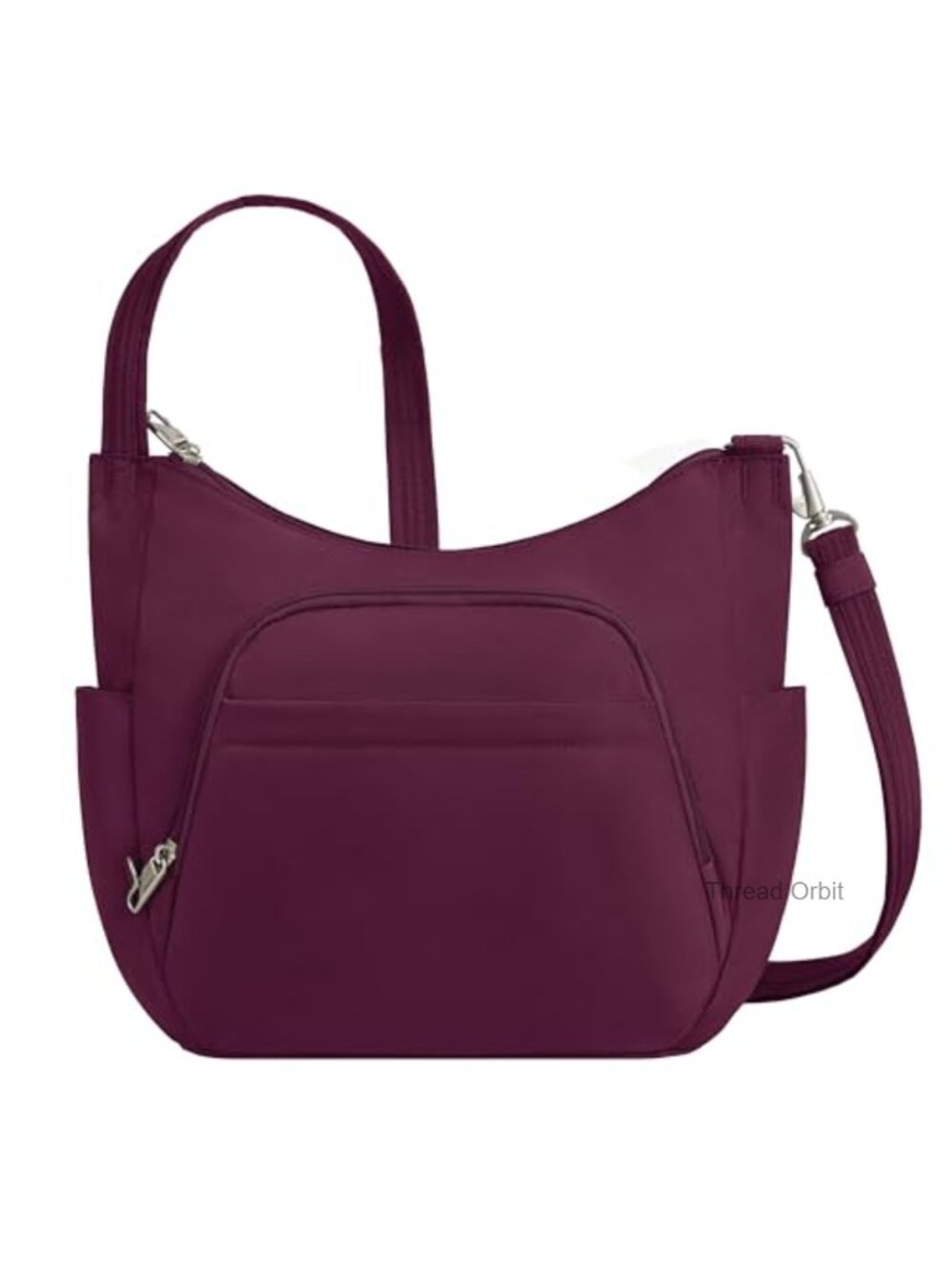 Travelon Anti-Theft Crossbody Bucket Bag Locking Zippers RFID Polyester